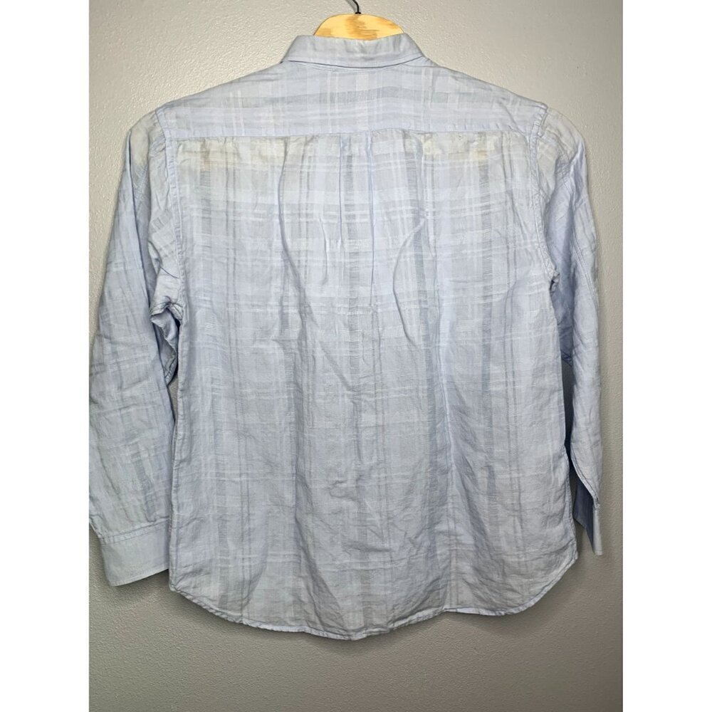Tommy Bahama Linen Cotton Long Sleeve Button Down Dress Shirt Sz Xl Blue #0836 View 2